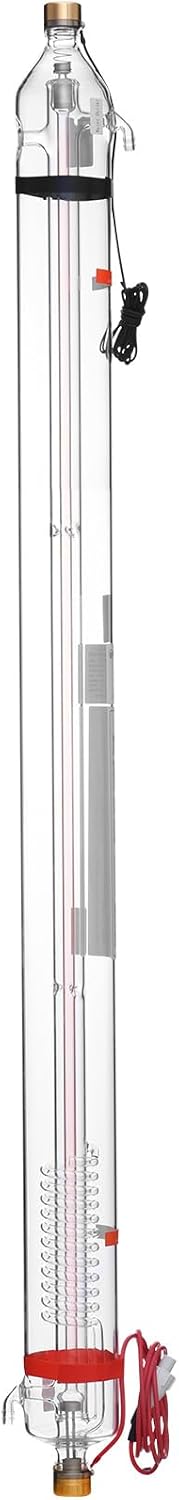 VEVOR 90W CO2 Laser Tube, 49.2 in (1250 mm) Length, 3.1 in (80 mm) Dia Borosilicate Glass Laser Cutter Tube with Metal Head, 10,000hr Wires Preconnected for Laser Engraver Engraving Cutting Machine