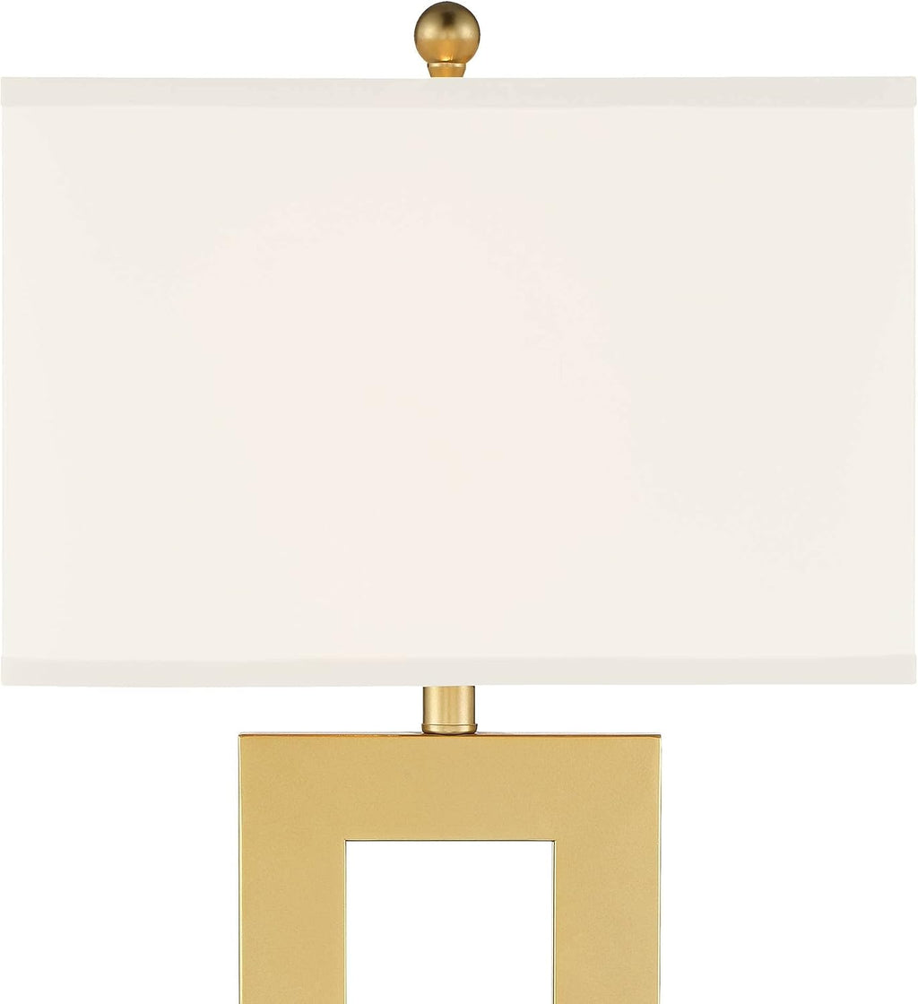 360 Lighting Marshall 30' Tall Open Rectangle Large Modern Luxe Glam End Table Lamps Set of 2 Gold Finish Metal White Shade Living Room Bedroom Bedside Nightstand House Office Home Kitchen