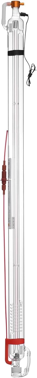 VEVOR 60W CO2 Laser Tube, 49.2 in (1250 mm) Length, 2 in (55 mm) Dia Borosilicate Glass Laser Cutter Tube with Metal Head, 5000-6000hr Wires Preconnected for Laser Engraver Engraving Cutting Machine