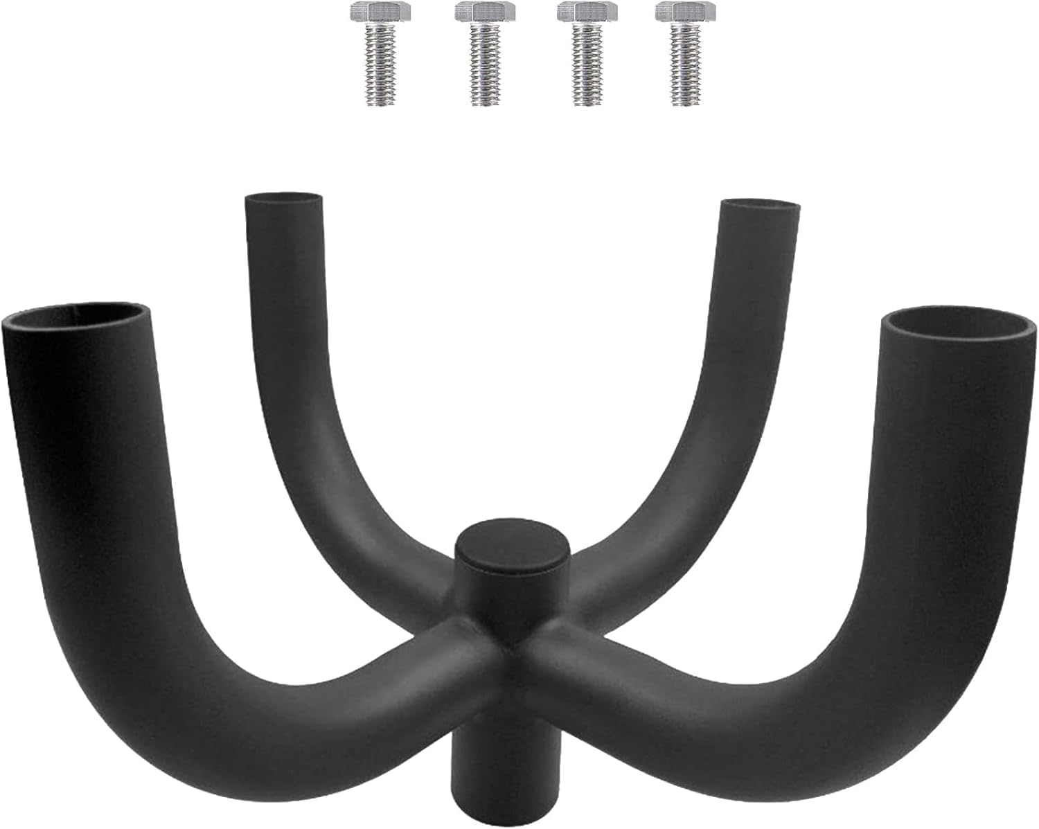 Low Profile Quad Bullhorn Bracket with 4 Arms at 90° – 2-3/8' Tenon Adapter for Slip Fitter LED Shoebox, Parking Lot, Area & Street Lights, Heavy-Duty Galvanized Steel Pole Mount, Dark Bronze Finish