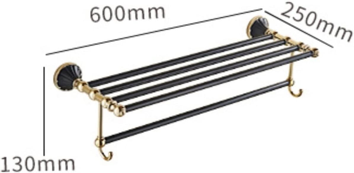 Towel Racks Black&Gold Bathroom Towel Bar Robe Hooks Holders Shelves Accessories for Bathroom(C)