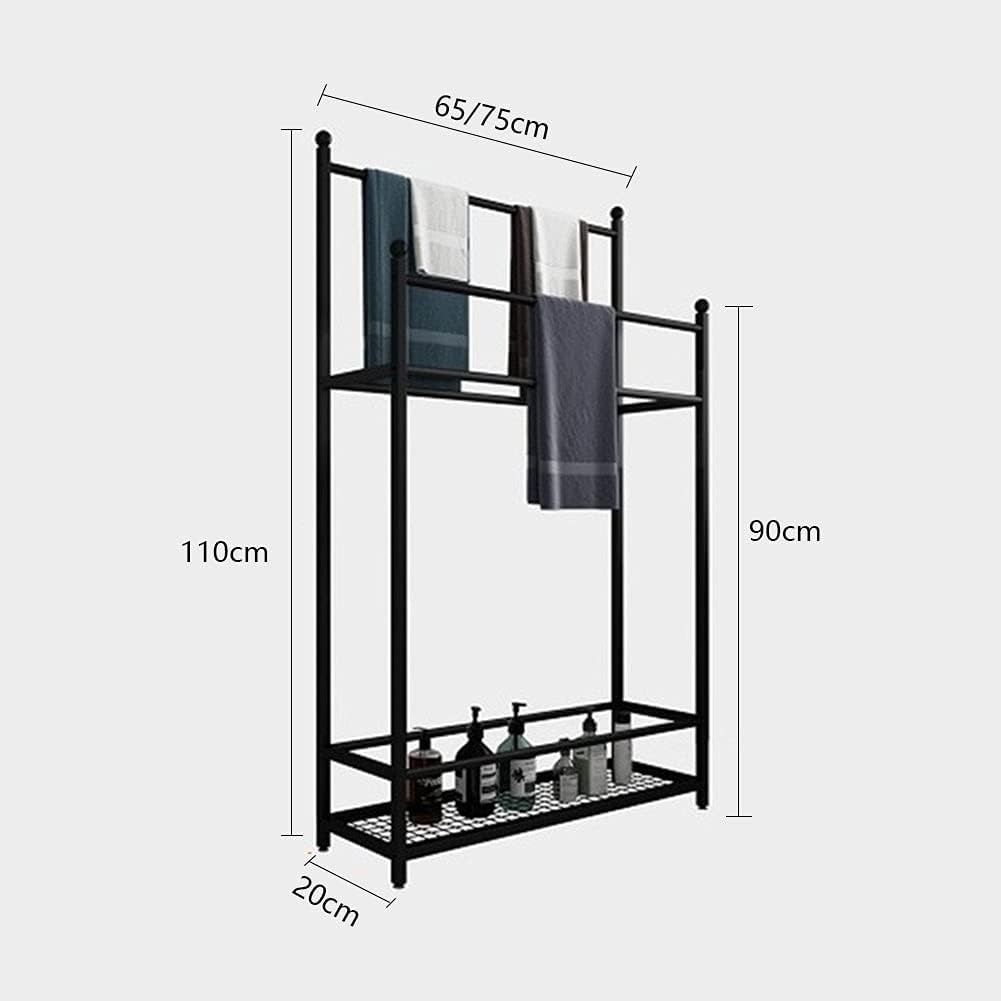 Exquisite Bathroom Shelves Beach Towel Drying Rack Freestanding Outdoor Towel Holder Stand with Bottom Storage Shelf and 4 Bars, Metal Towel Ladder Rack for Bathroom, Kitchen, Washroom