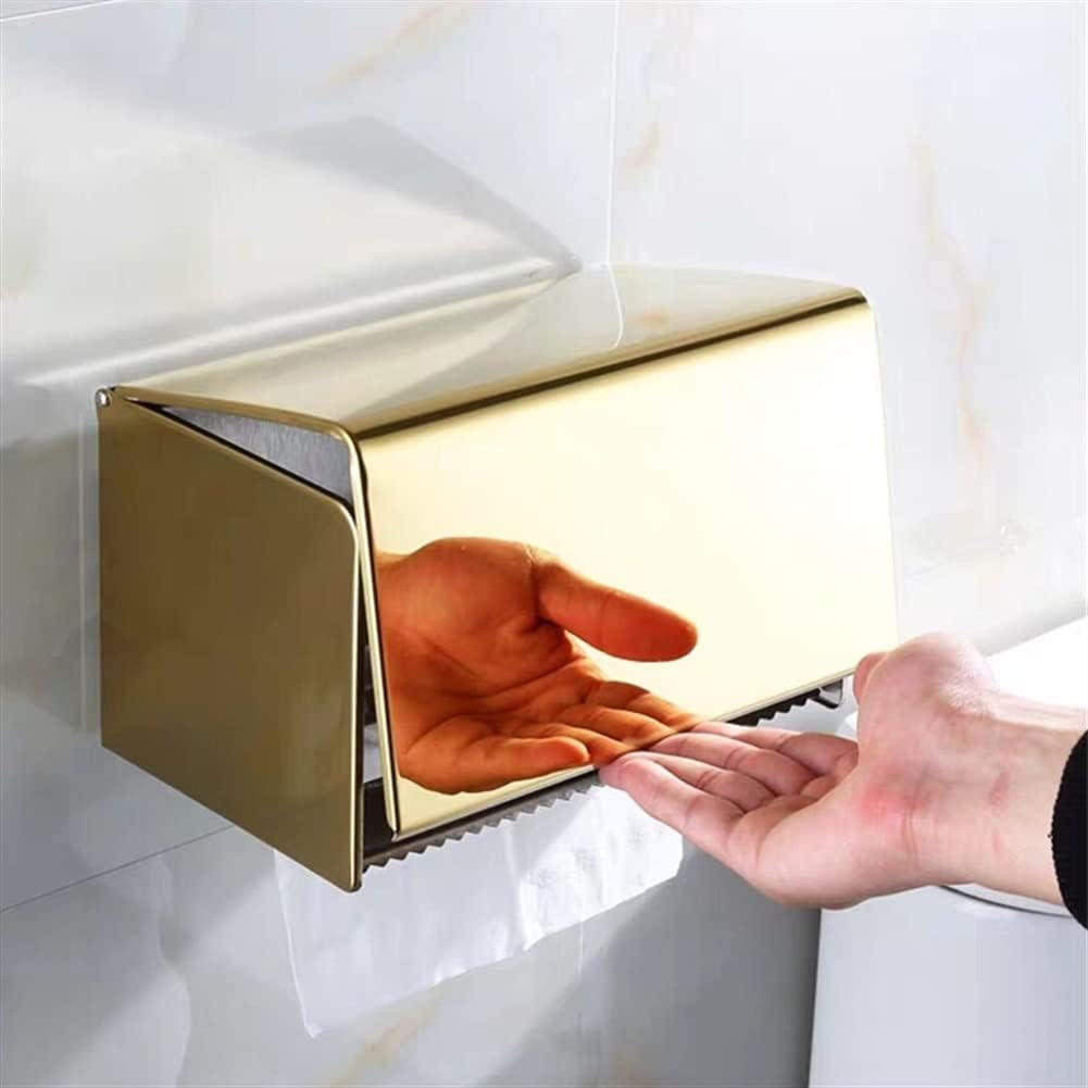 Gold Stainless Steel Toilet Paper Holder & Bathroom Shelves, Stylish Mobile Phone Rack & Paper Towel Holder, Elegant Bathroom Tissue Box nizer Accessories