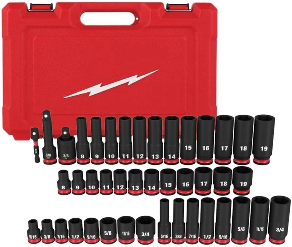 43 PC 49-66-7009 Impact Duty Drive Socket Set for Milwaukee 3/8' SAE/Metric Socket Set Length 16.33 in Height 10.51 in Width 2.79 in
