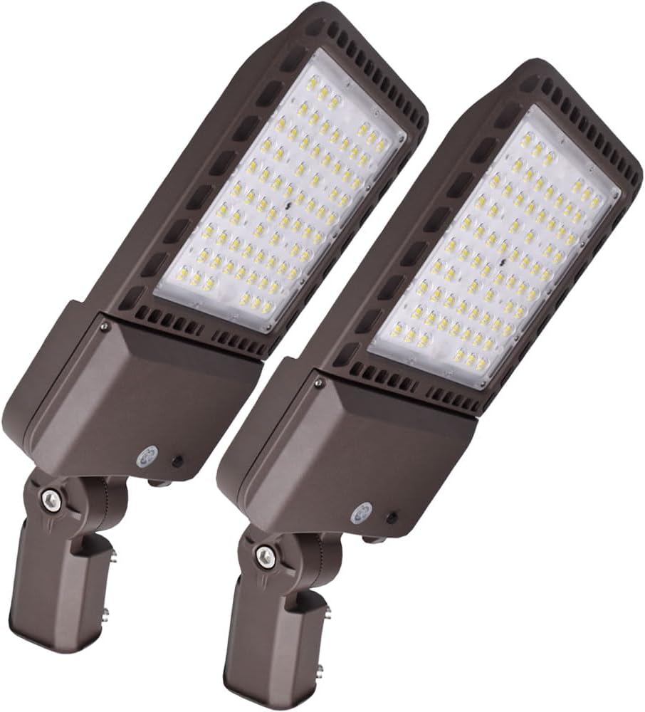 2 Pack 300W LED Parking Lot Lights Adjustable Slip Fitter,Outdoor Lighting with Dusk to Dawn,39000LM,IP65 Waterproof,5000K,LED Street Shoebox Pole Lights,110-277V for Commercial Lighting ETL Listed