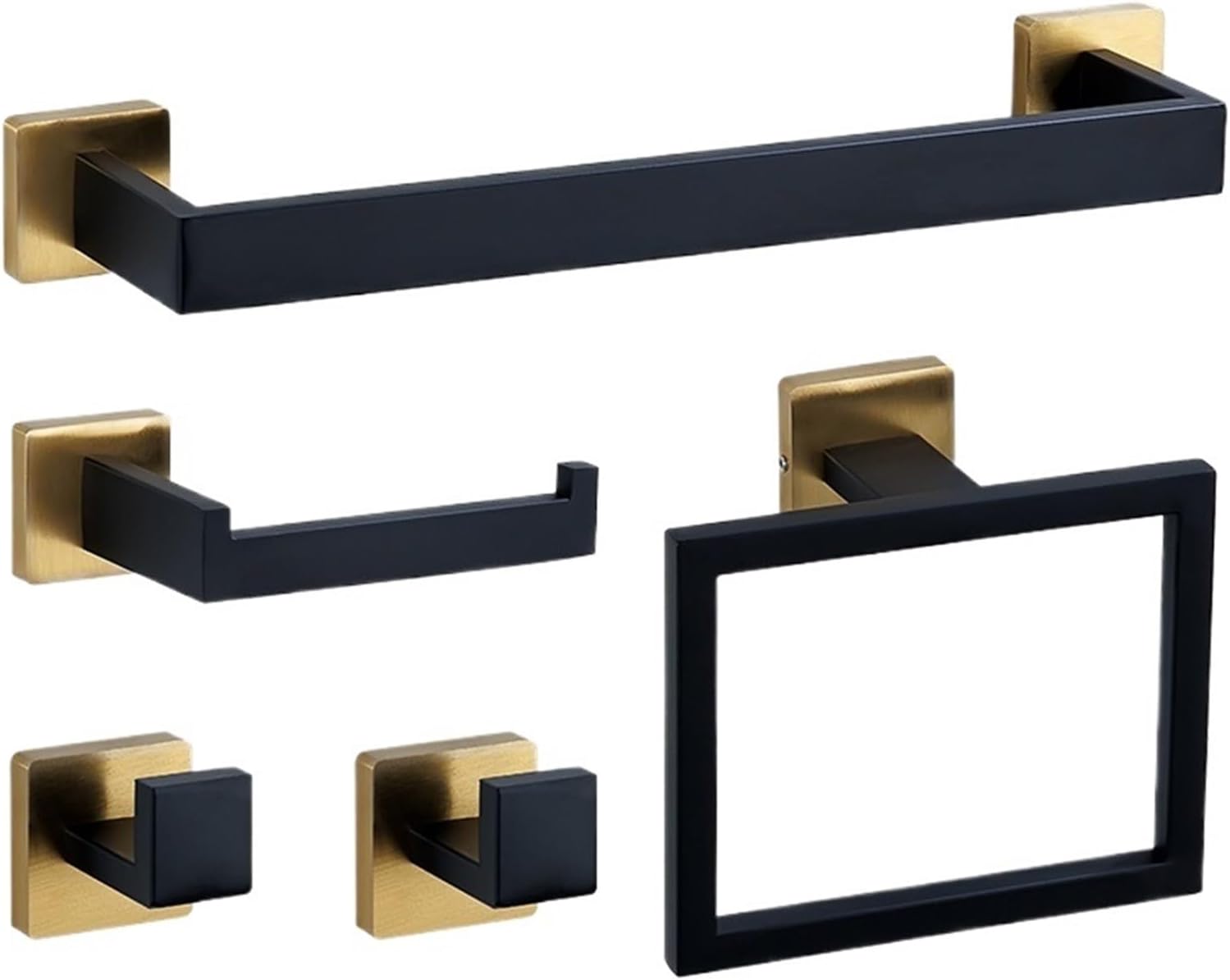 Black Gold Bathroom Hardware Set Wall Mount Stainless Steel Towel Bar Ring Paper Holder Robe Hook Accessories(GD-Towel Ring)