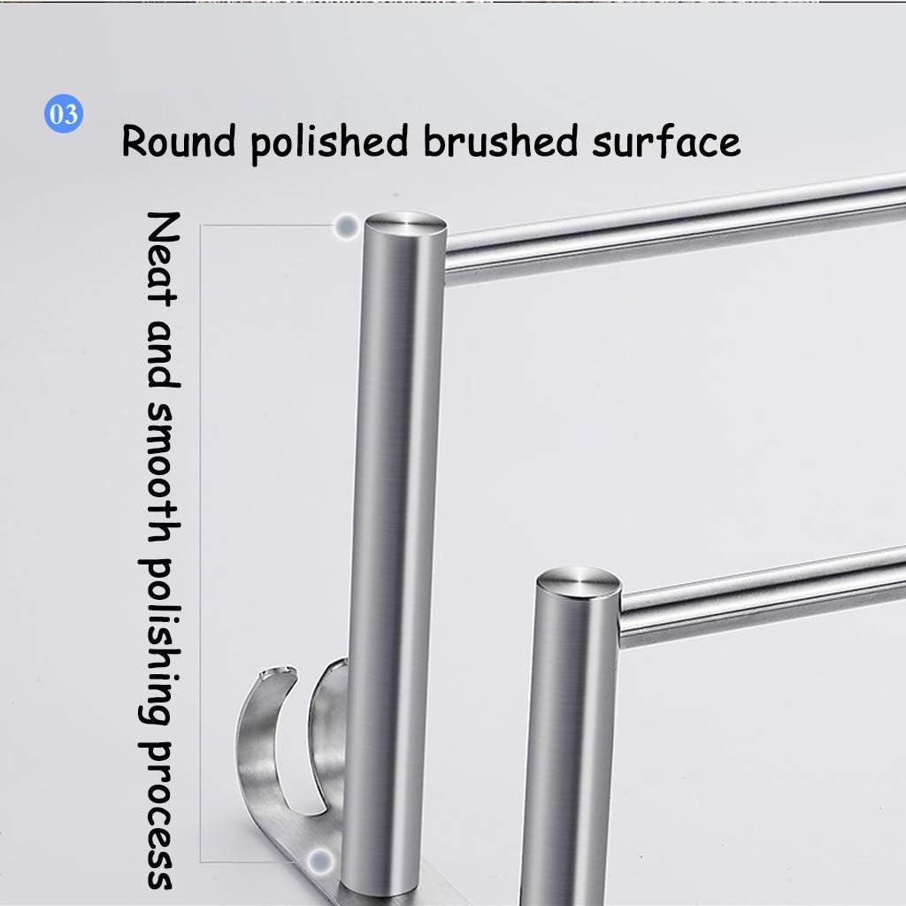 Stainless Steel Wall-Mounted Bathroom Towel Rack 3-Layer Brushed Hotel Towel Bar Rail Shelf Storage Holder (Size : 30cm)
