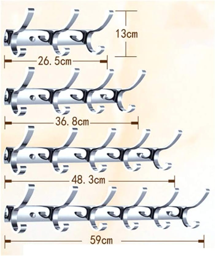 Heavy Duty Chrome Coat Rack Wall Mounted6 Hook Towel & Hat Hanger for Entryway Foyer BathroomDurable Metal Coat Hooks for Robes & Accessories