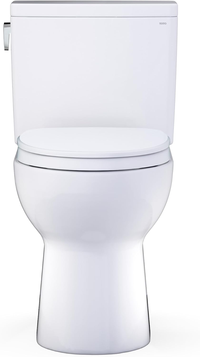 TOTO® Glaston™ Two-Piece Elongated 1.28 GPF WASHLET®+ and Auto Flush Ready Universal Height Toilet with CEFIONTECT® and SS124 SoftClose® Seat, Cotton White - MS472124CEFG#01