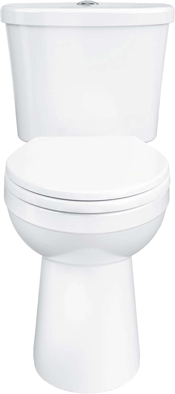 Gerber Maxwell Select Elongated Dual-Flush 1.0/1.28 GPF Two-Piece Toilet, ADA Chair Height, 12-in Rough-In, High Efficiency, Soft-Close Seat & Install Kit with Wax Ring, White, GRD49210E