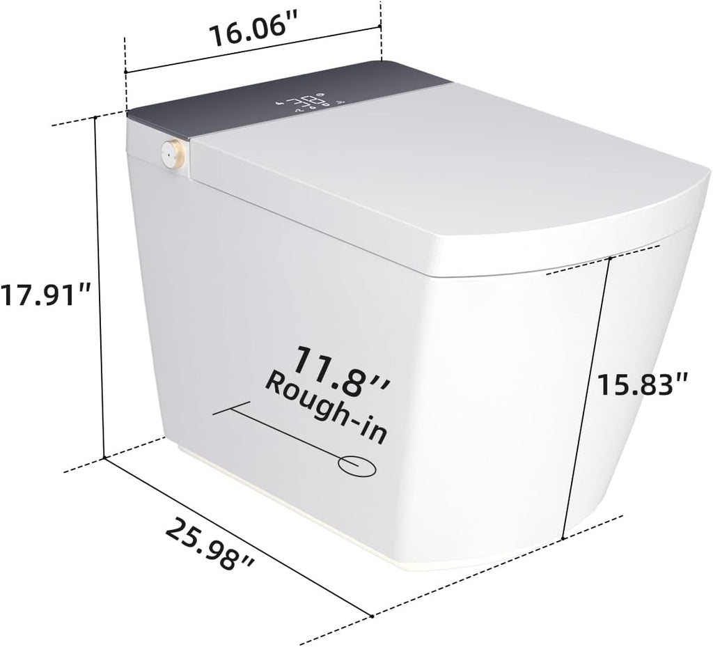 Anwick Smart Toilet with Bidet Built-In | Automatic Toilet Foot Sensor Flush | Elongated One Piece Toilet W/Foam Shield & Self-Cleaning | Bidet Toilet W/Heated Seat, Warm Water & Remote Control (2)