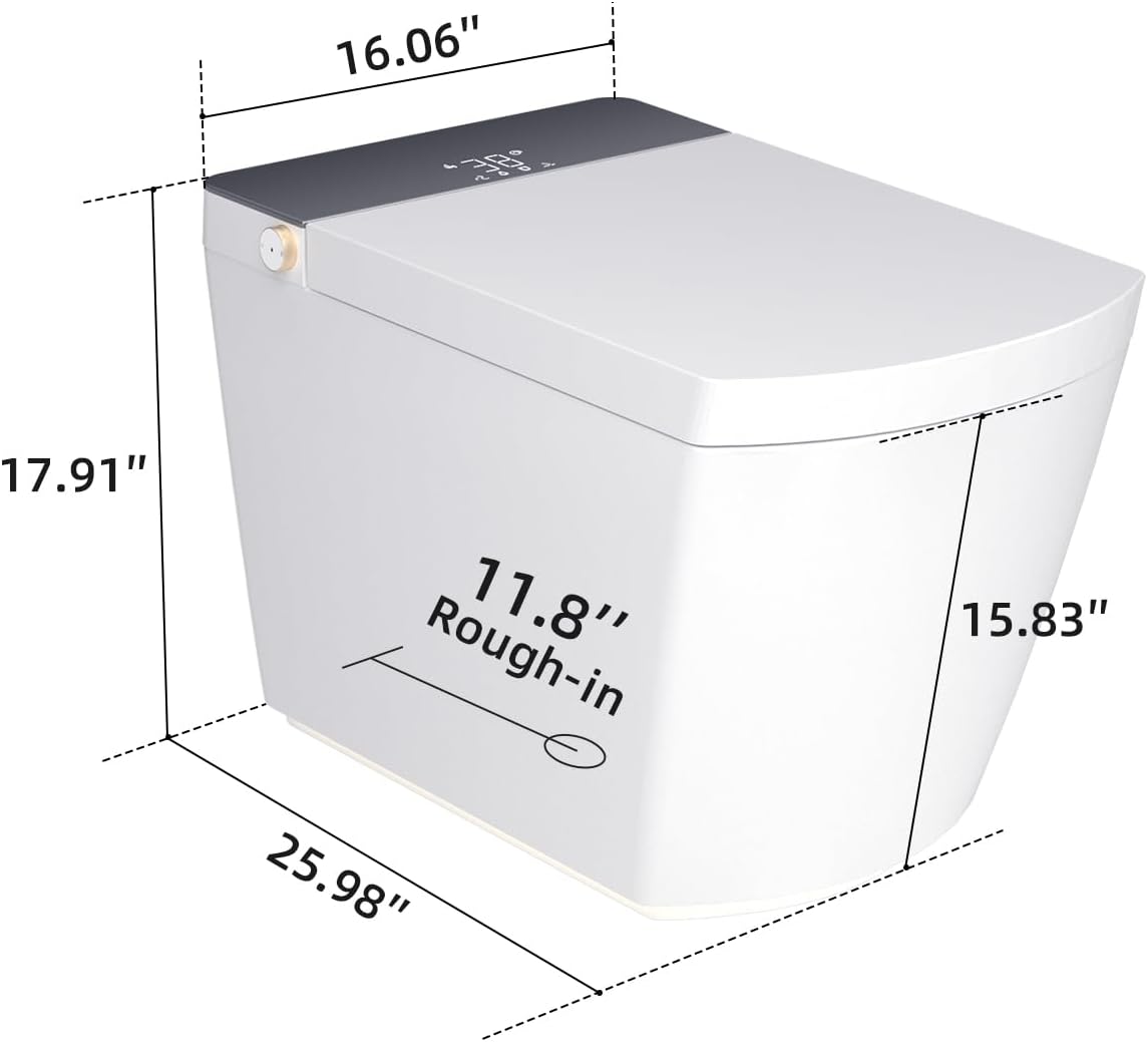 Anwick Smart Toilet with Bidet Built-In | Automatic Toilet Foot Sensor Flush | Elongated One Piece Toilet W/Foam Shield & Self-Cleaning | Bidet Toilet W/Heated Seat, Warm Water & Remote Control (2)