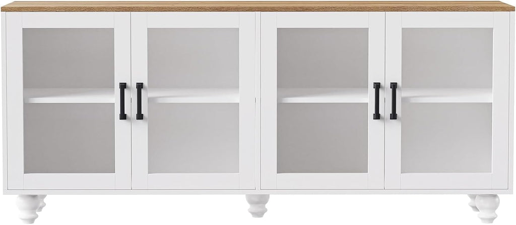 Farmhouse TV Stand, for TVs Up to 70', Versatile Sideboard with Adjustable Shelves, Elegant Buffet Cabinet for Living Room,for The Kitchen