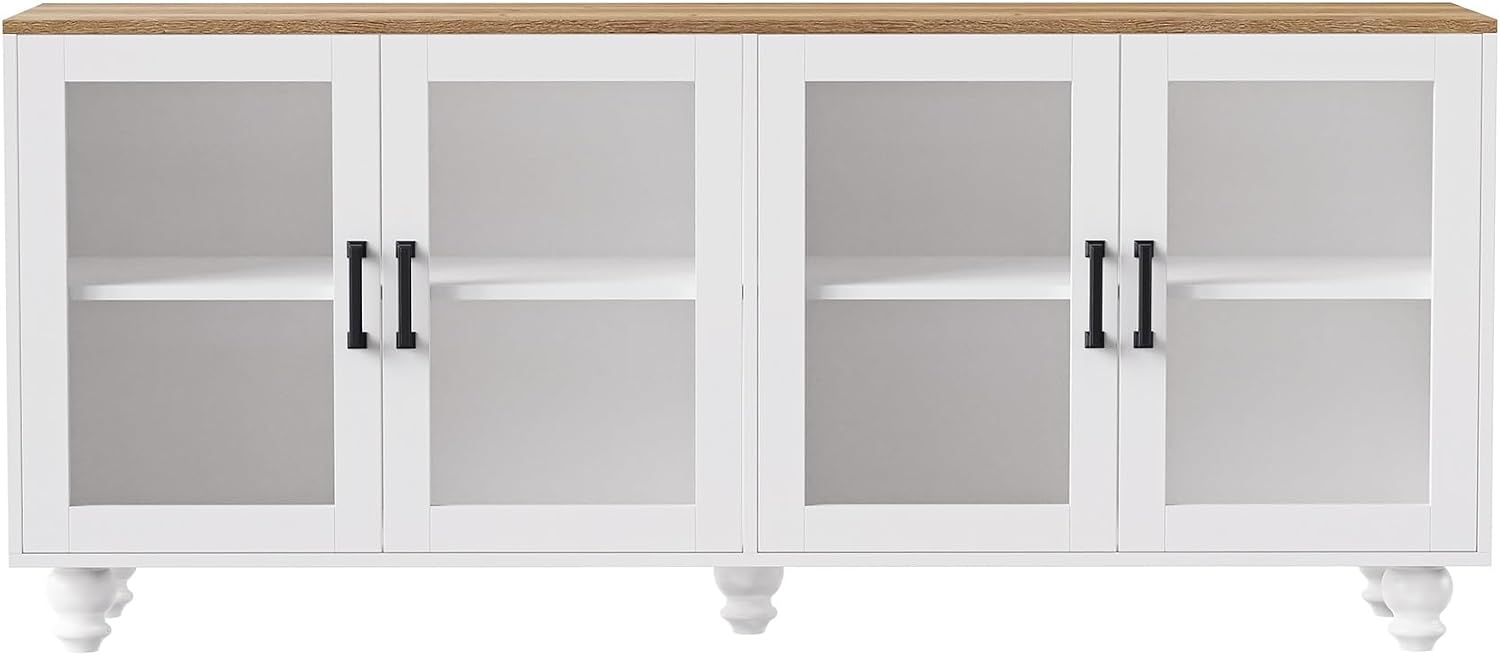 Farmhouse TV Stand, for TVs Up to 70', Versatile Sideboard with Adjustable Shelves, Elegant Buffet Cabinet for Living Room,for The Kitchen