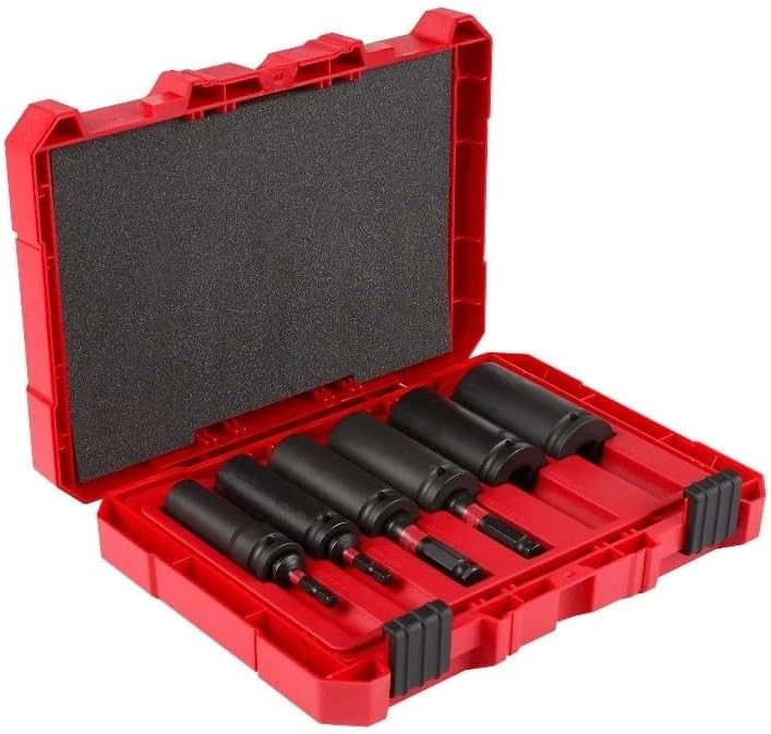 10PC 49-66-5125 Impact Socket Set for Milwaukee 12 Point 2-in-1 Socket Set - Black/Red