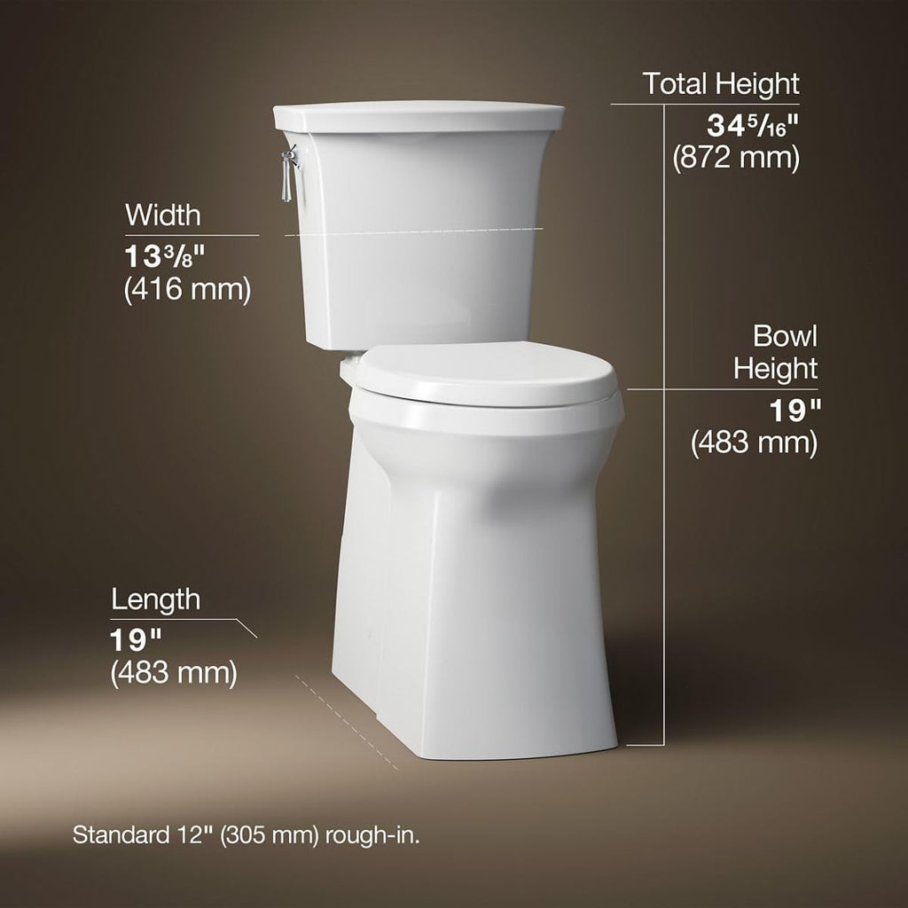 KOHLER Corbelle Tall Continuousclean Two-Piece Elongated Toilet With Skirted Trapway 1.28 Gpf