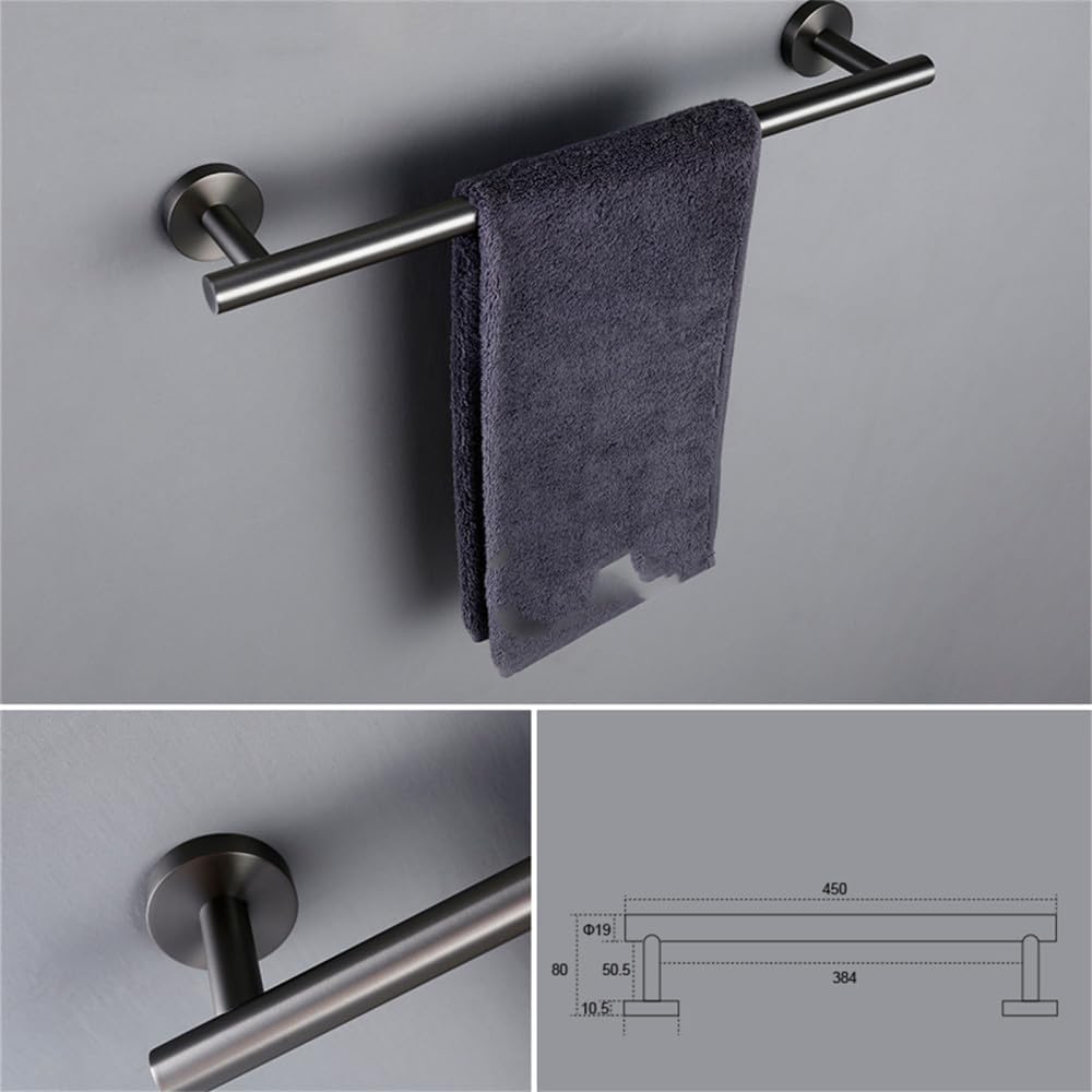 Tea Towel Hooks, Wall Hooks, Hanging Coat Hanger, Bathroom Accessories Sets Matte Black Gunmetal Chrome Brushed Gold Robe Hook Towel Bar Paper Holder Stainless Steel,Hook Black,one (Color : Towel Rac