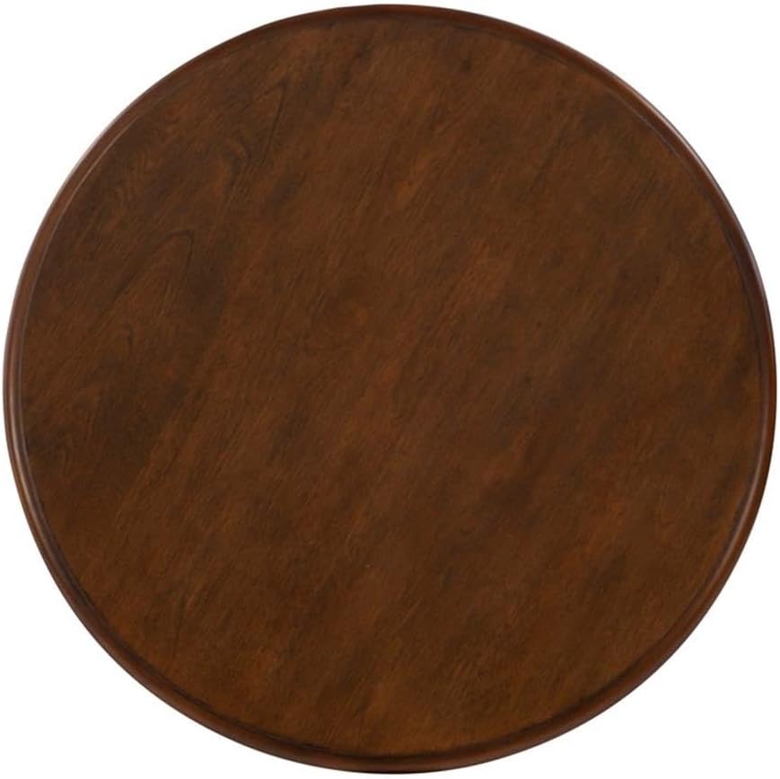 Pemberly Row Round Transitional Wood Side Table, Hazelnut Brown Finish, 22' W x 22' D x 24' H, MDF Acacia Oak Construction, Lower Shelf for Storage, Accent Table for Living Room or Bedroom Use