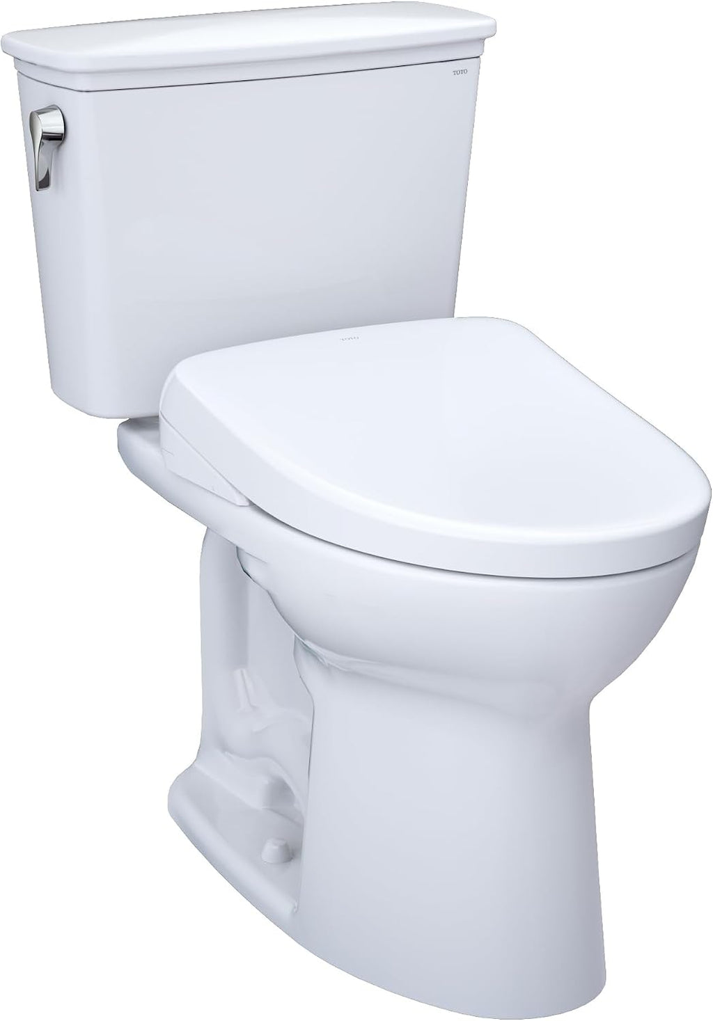TOTO® Drake® Transitional WASHLET®+ Two-Piece Elongated 1.28 GPF Universal Height TORNADO FLUSH® Toilet with S7A Contemporary Bidet Seat, Cotton White - MW7864736CEFG#01