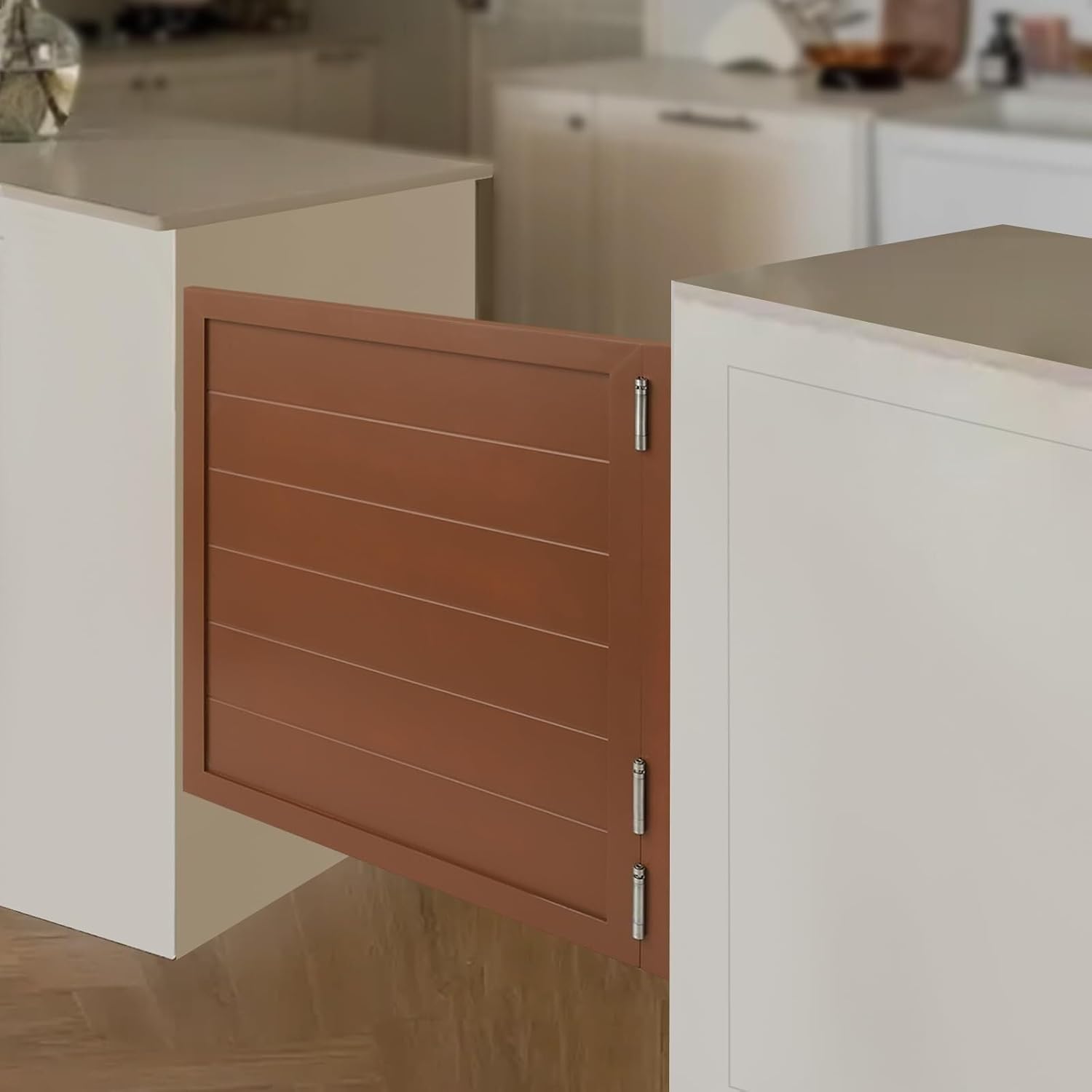 Swinging Doors Cafe Doors, Saloon Half Door, Interior Wood Swing Door for Hallway Kitchen Bar Pub Entrance Partition, Single Door with 3 Spring Hinges(Brown,35.4x35.4in)