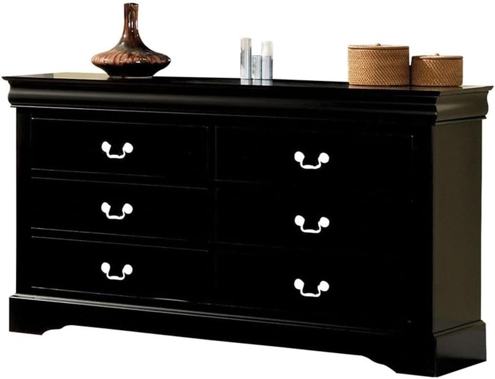 Acme Louis Philippe III Wooden 6-Drawer Dresser in Black