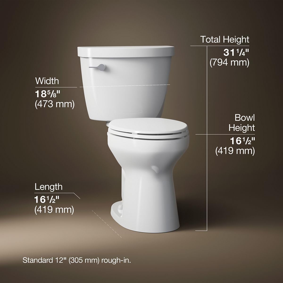 KOHLER Cimarron Comfort Height Two-piece Elongated 1.28 Gpf Chair Height Toilet