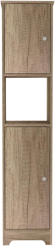 TUHOME Labelle 2-Piece Bathroom Set with Tall Cabinet and Multi-Shelf Organizer, Modern Space-Saving Bathroom Storage for Towels, Toiletries and Essentials, 67.79'H x 14.37'W x 16.04'D, Pine/Light Oak