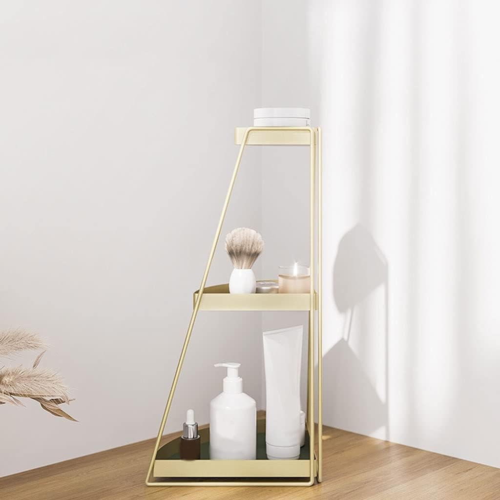 Makeup Box Corner Cosmetic Iron Shelf Desktop Dressing Table Three tier Skin Care Product Storage Rack Table Simple Lipstick Makeup Rack Cosmetics and Perfume Organizer, yuqing2022