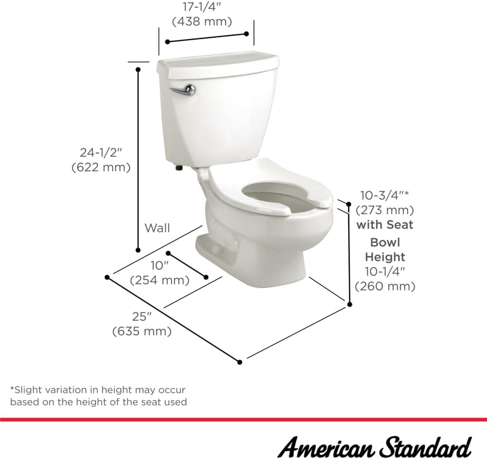 American Standard 2315228.020 Baby Devoro FloWise 10-Inch High Round Front Toilet, (Seat Sold Separately)