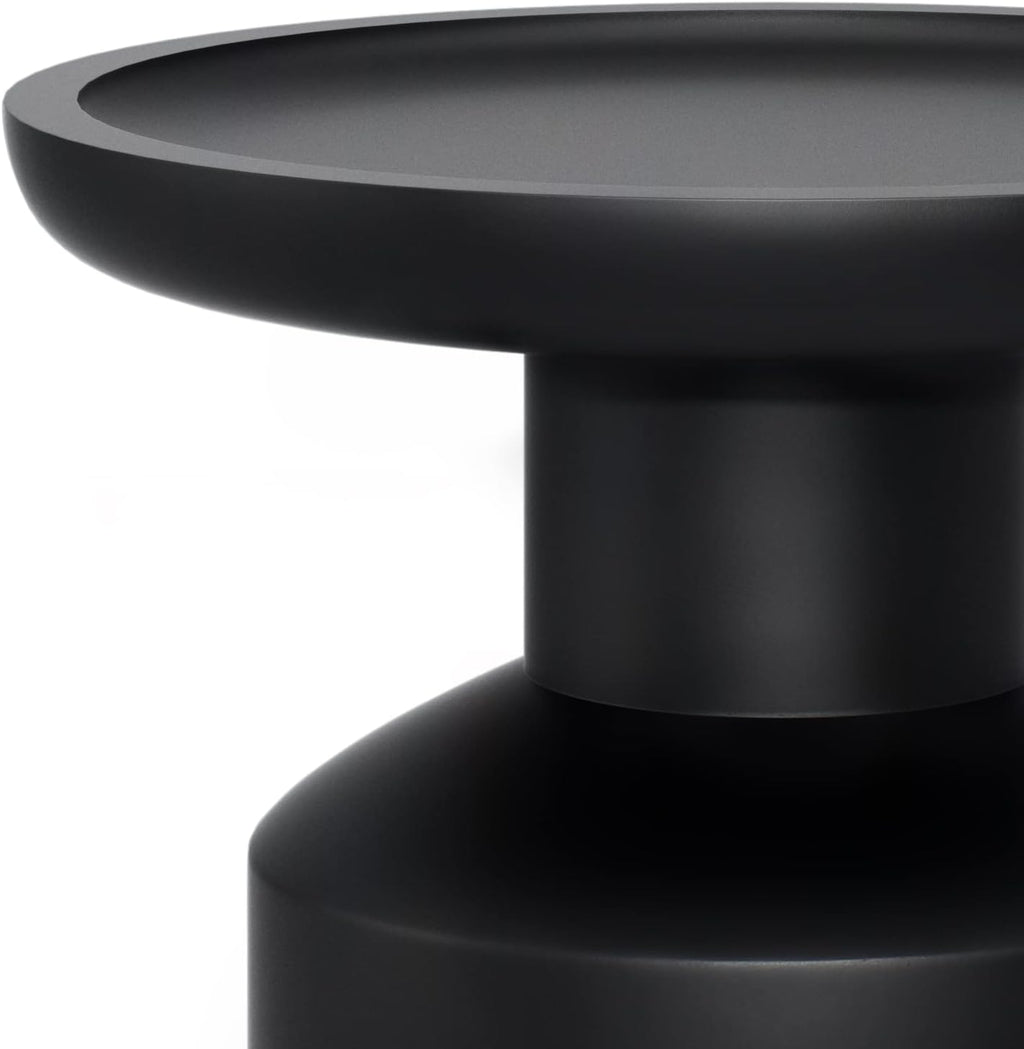 SIMPLIHOME Haynes End Table - 16 inch Wide Solid Mango Wood Round Accent Table with Sculptural Pedestal Base in Black, Boho Nightstand or Lamp Stand for Living Room or Bedroom, Assembled