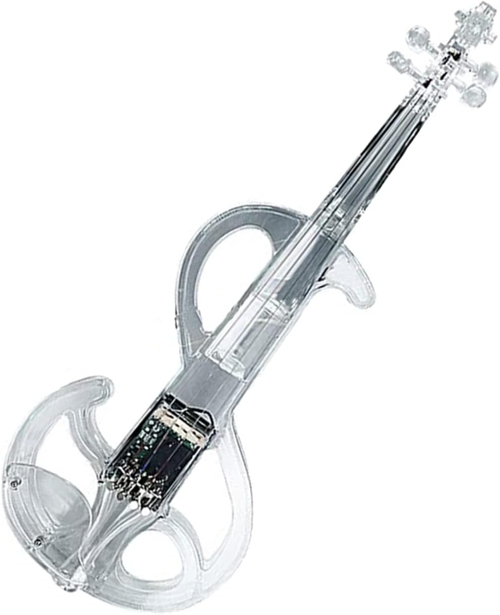 TSTS 4/4 Electric Violin Transparent Acrylic Body with Light Performance Type Violin Musical Instrument Adults Violins (Color : 02)