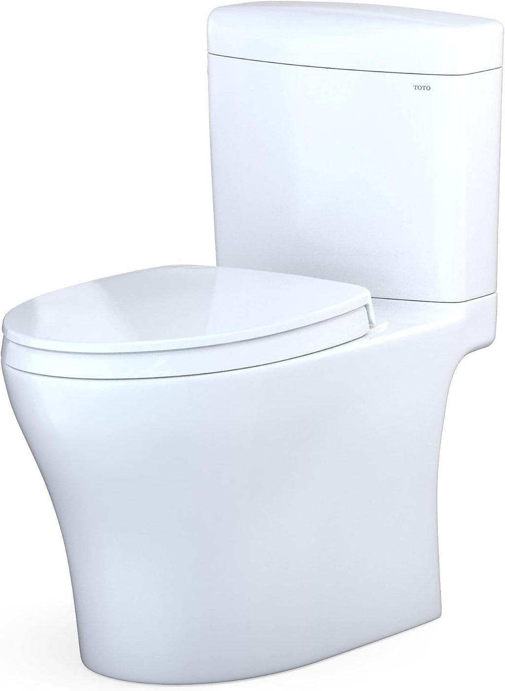 TOTO® Aquia IV® Cube Two-Piece Elongated Dual Flush 1.28 and 0.9 GPF Universal Height Toilet with CEFIONTECT®, WASHLET®+ Ready, Cotton White - MS436124CEMFGN#01