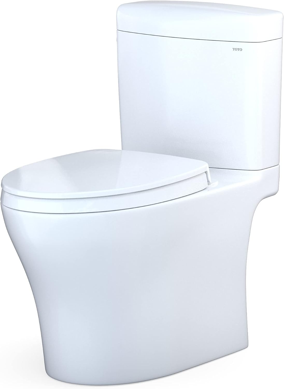 TOTO® Aquia IV® Cube Two-Piece Elongated Dual Flush 1.28 and 0.9 GPF Universal Height Toilet with CEFIONTECT®, WASHLET®+ Ready, Cotton White - MS436124CEMFGN#01