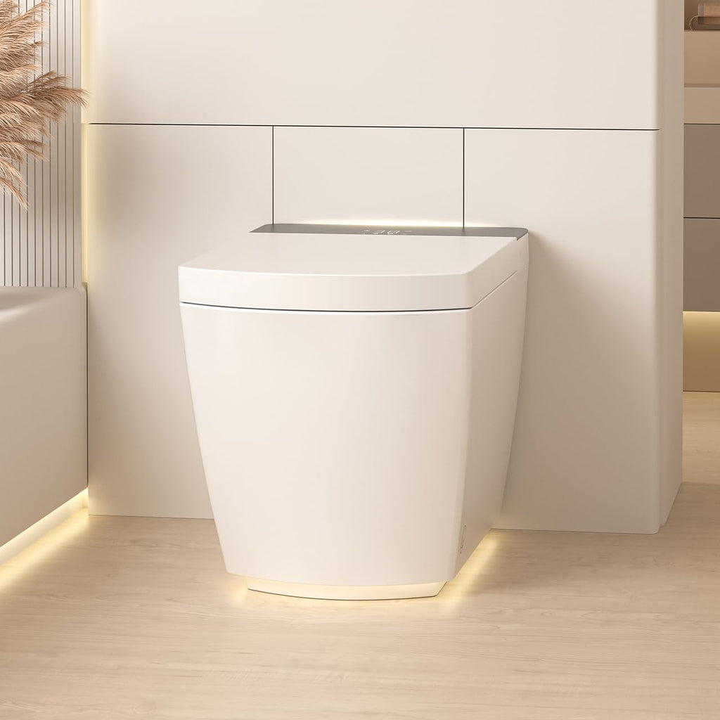 Anwick Smart Toilet with Bidet Built-In | Automatic Toilet Foot Sensor Flush | Elongated One Piece Toilet W/Foam Shield & Self-Cleaning | Bidet Toilet W/Heated Seat, Warm Water & Remote Control (2)