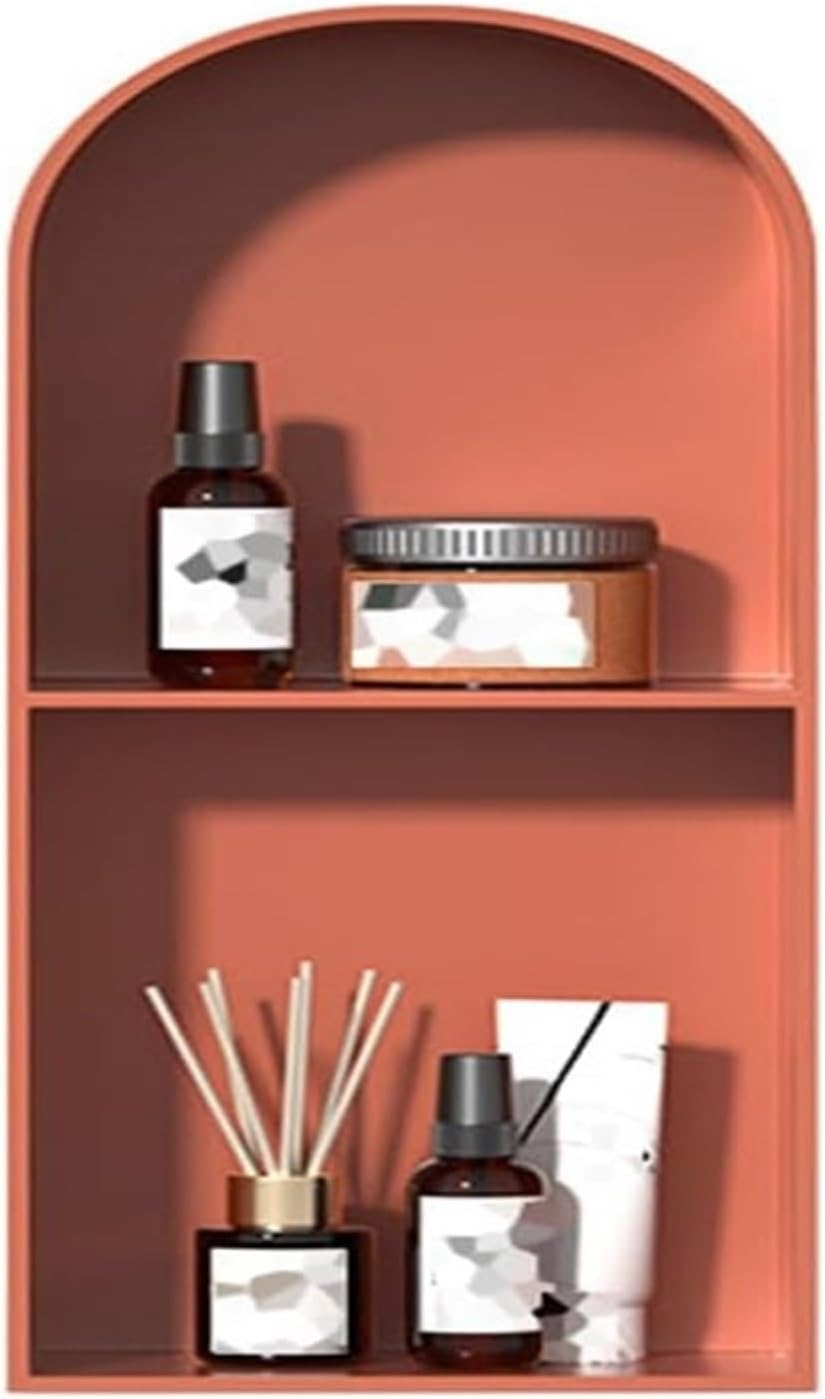 Stainless Steel Shower Niche, One-Piece Recessed Storage Shelf for Shampoo Toiletries, Home Improvement Shower Storage Stand, Easy Installation,Orange,62x28x15cm