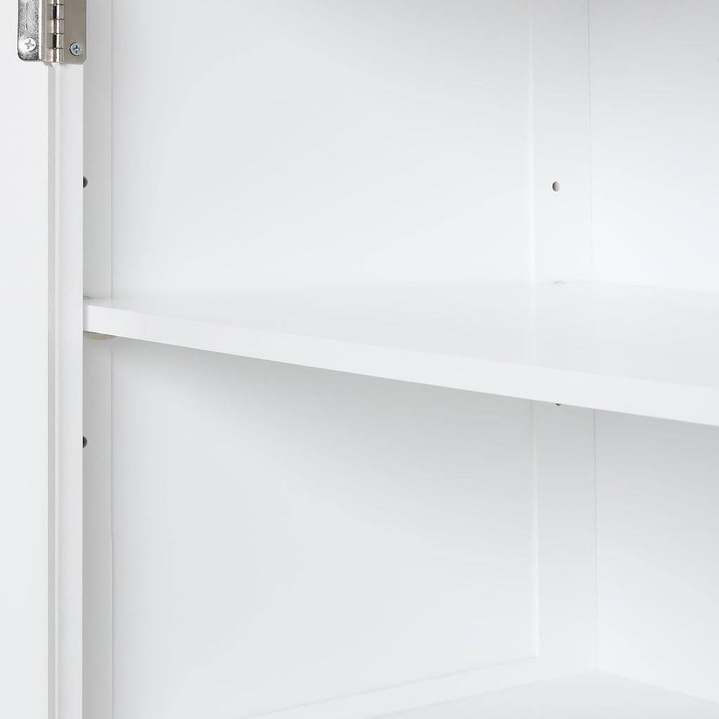 Bathroom Storage Cabinet with Adjustable Shelf, 68.4 in Tall | MDF, painted finish, adjustable shelf, enclosed storage, acrylic handles, anti-tip kit, bathroom, 20 W x 13.5 D x 68.4 H in
