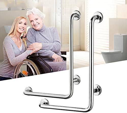 Bathroom, Grab Bar Hand Rail Wall Mount L-Shape Grab Bars for,Towel Rack, Chrome Stainless Steel Antislip Grab Rails,Support Handle Anti-Slip Handle, Left Right Style for B