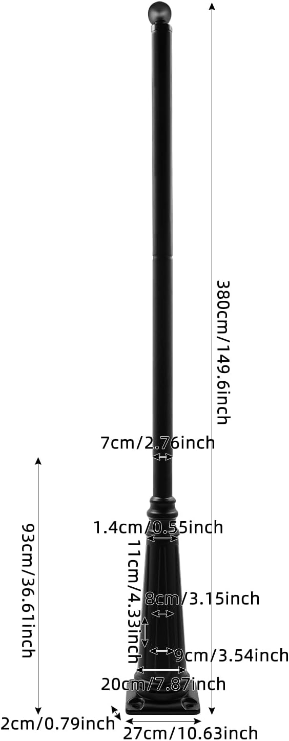 12.5FT Outdoor Lamp Post, Split Street Light Pole with Top Globe & Ground Cage Lighting Post Fixtures for Pathway Courtyard Parking Lot, Fits Standard 3' Post Top Fixtures (12.5FT 275+76mm)