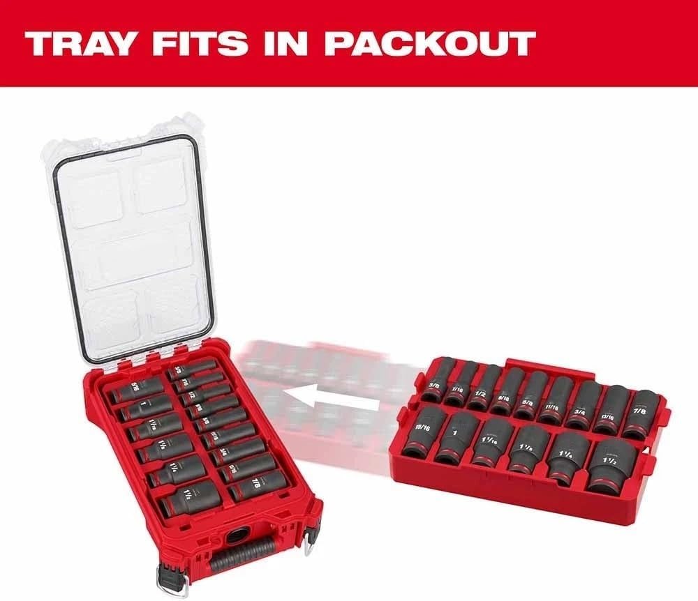 15PC 49-66-6817 for Milwaukee 1/2' Socket Set - Red