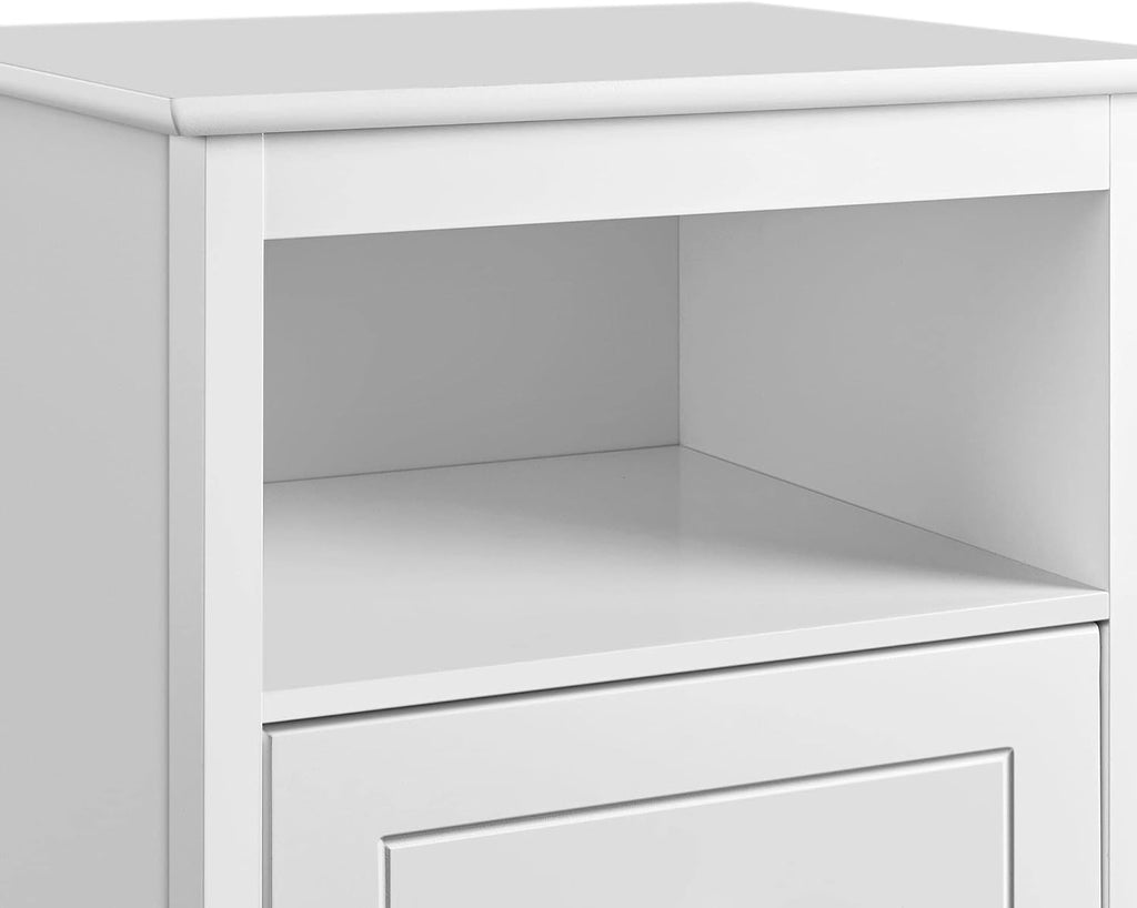 Yaheetech Bedside Table Set of 2, Tall Nightstand with 2 Drawer and Cubby, Wooden Cupboard for Bedroom Small Space, Bedside Cabinet Telephone Table, 16″ D × 19″ W × 29″ H, White