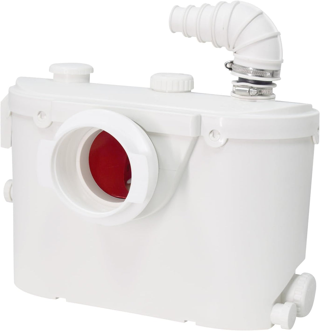 500W Macerating Toilet With Macerator Pump for Basement Upflush System, Included Water Tank, Skirted Toilet Bowl and Seat, Extension Pipe For Hide into the Wall