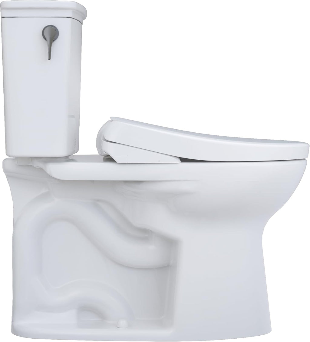 TOTO® Drake® Transitional WASHLET®+ Two-Piece Elongated 1.28 GPF Universal Height TORNADO FLUSH® Toilet and S7 Bidet Seat with Auto Flush, Cotton White - MW7864726CEFGA.10#01