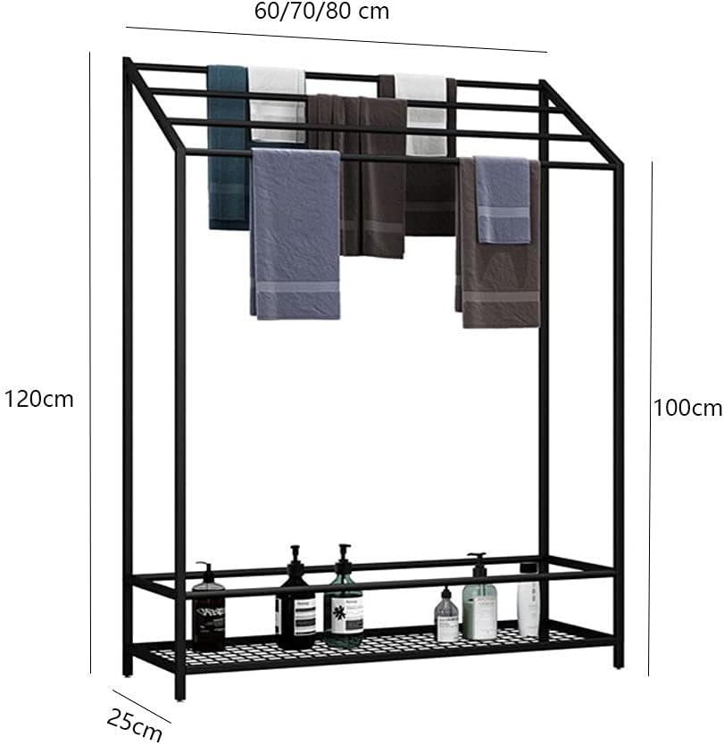 Exquisite Bathroom Shelves 4 Bar Freestanding Towel Rack, Bathroom Towel Holder with Shelf, Portable Metal Towel Hanger Stand Alone, Easy to Installation