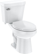 19 Inch Two-Piece Toilet with Elongated Bowl - Soft Close Seat, 1.28 GPF Siphonic Flush, Universal Height ADA Compliant, Cotton White