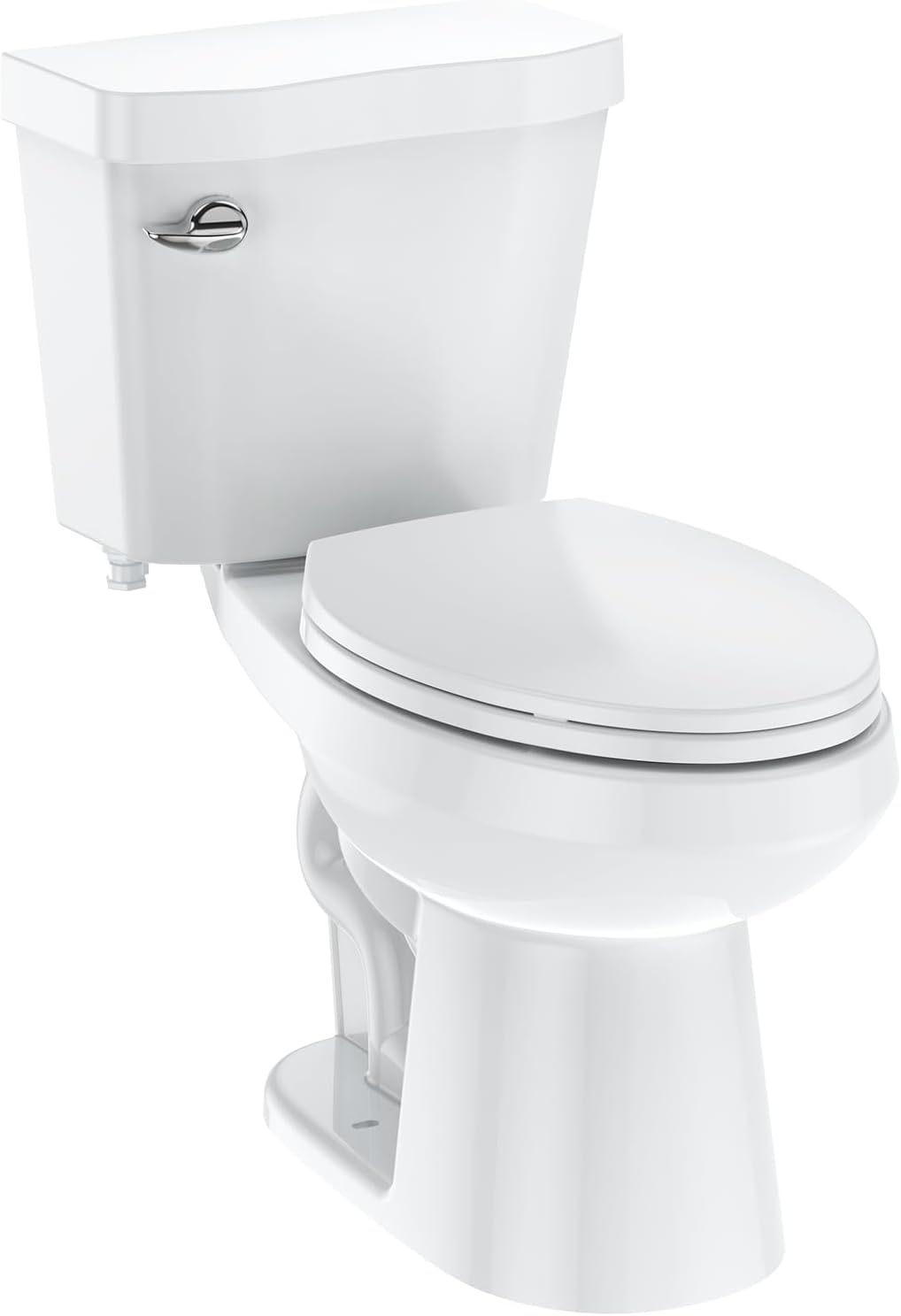 19 Inch Two-Piece Toilet with Elongated Bowl - Soft Close Seat, 1.28 GPF Siphonic Flush, Universal Height ADA Compliant, Cotton White