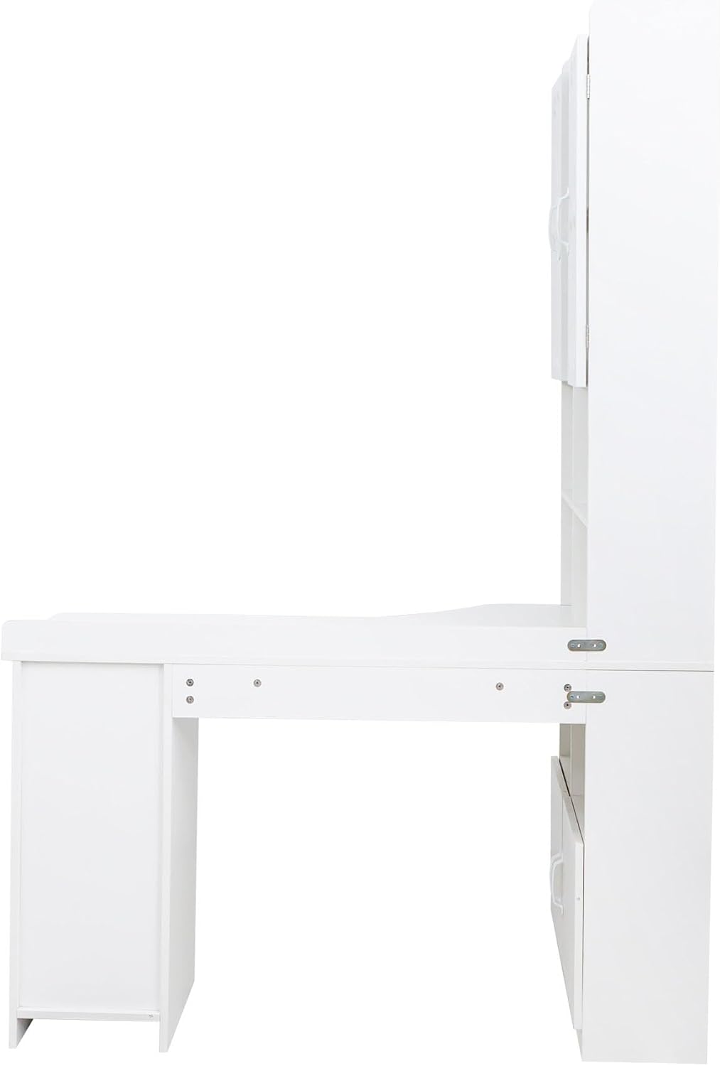 l Shaped Desk with Hutch & Drawers, Small Corner Desks for Small Space Home Office, Farmhouse Desk and Bookshelf Combo with Storage (White)