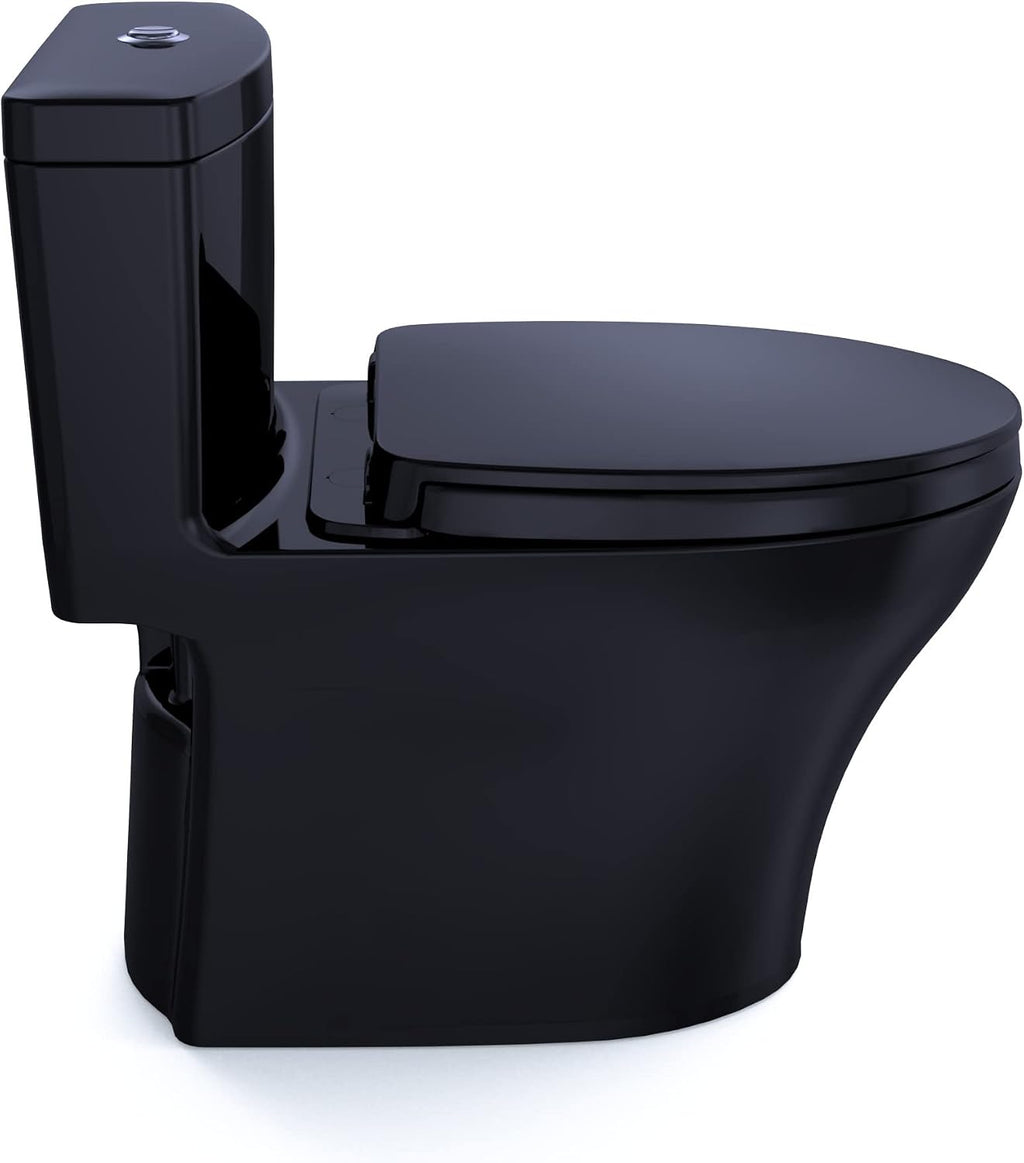 TOTO® Aquia® IV One-Piece Elongated Dual Flush 1.28 and 0.9 GPF Universal Height, WASHLET®+ Ready Toilet, Ebony- MS646124CEMFN#51