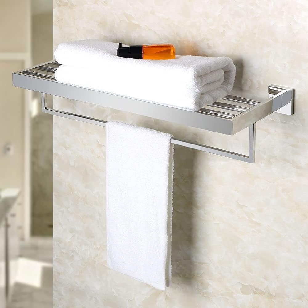 Towel holder Towel Racks Bathroom Towel Rack Wall Mounted Towel HolderSus Bathroom Towel RackTowel Holder Towel Shelf Hanger Wall Mount Towel Bar/Matte Black/a (Color : Matte Black)(Polished Chrome)