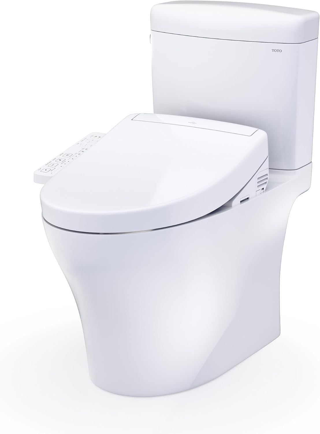 TOTO® WASHLET®+ Aquia IV® Cube Two-Piece Elongated Dual Flush 1.28 and 0.9 GPF Toilet with S2 Bidet Seat, Cotton White - MW4363346CEMFGN#01