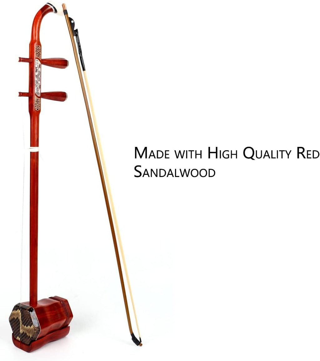 Chinese Erhu 2 Stringed Chinese Rosewood Violin Fiddle Instrument Chinese 2 Stringed Instrument with Learn DVD,Rosin, Hard Case etc, for Beginner Entry Level